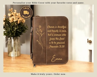 Custom Leather Bible Cover, Engraved Bible Cover, Personalized Bible, Custom Book Cover, Religious Gift, Custom Bible, Leather Book Cover