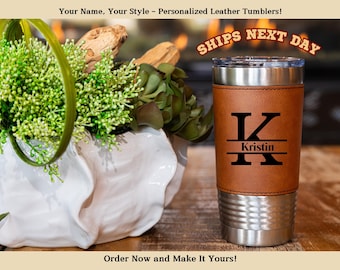 Personalized Tumbler, Engraved Tumbler, Custom Tumbler, Leatherette Tumbler, Leather Tumbler, Housewarming, Anniversary Gifts, Gifts for Him