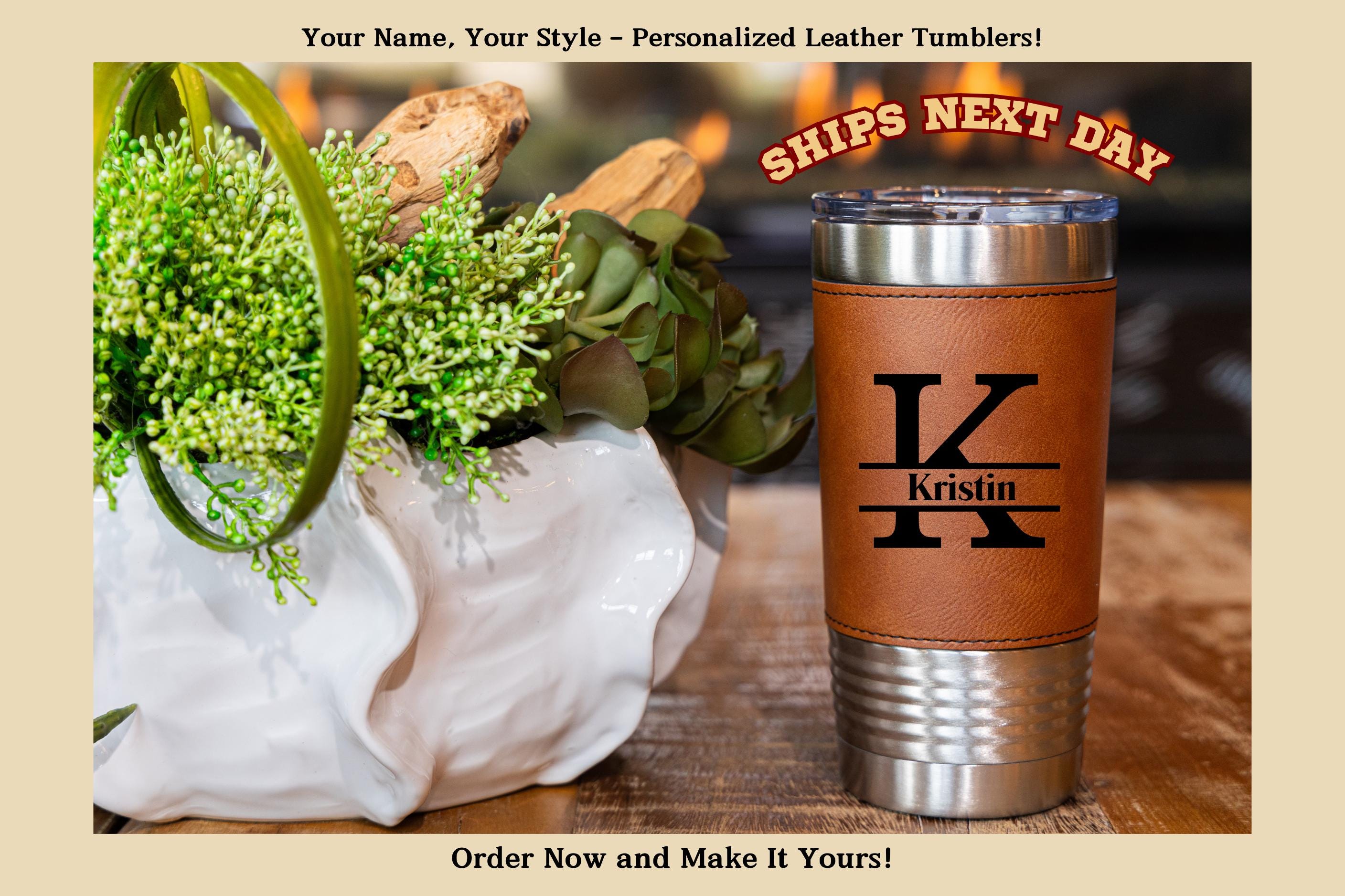 Personalized Tumbler, Engraved Tumbler, Custom Tumbler, Leatherette Tumbler, Leather Tumbler, Housewarming, Anniversary Gifts, Gifts for Him