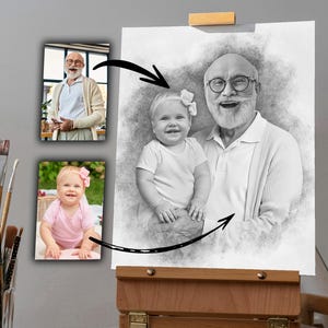 Erinnerungs-Digitalkunst, geliebten Menschen zum Bild hinzufügen, Verlust des Vaters oder der Mutter, Familienfotogeschenk, benutzerdefiniertes Porträt, Gedenkgeschenk, kombinierte Fotos