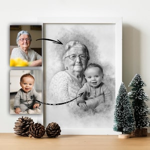 Geliefde toevoegen aan foto, verlies van vader-moeder, familieportret van foto's, foto's combineren, kerstcadeau, herdenkingscadeau voor papa moeder, cadeau