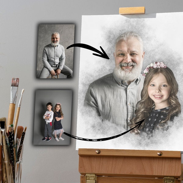 Add Deceased Loved One to Photo, Memorial Gift, Add Person to Photo, Family Portrait Different Photos, Combine Photos, Gift for Dad Mom