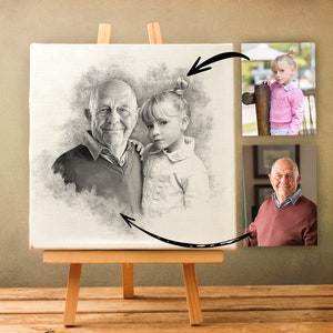 Add Loved One to Photo, Loss of Father-Mother, Family Portrait From Photos, Combine Photos, Christmas Gift, Memorial Gift for Dad Mom, Gift image 2