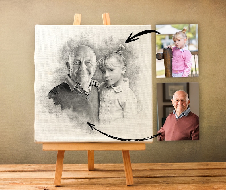 Add Loved One to Photo, Loss of Father-Mother, Family Portrait From Photos, Combine Photos, Christmas Gift, Memorial Gift for Dad Mom, Gift image 2