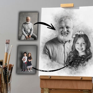 Add Loved One to Photo, Loss of Father-Mother, Family Portrait From Photos, Combine Photos, Christmas Gift, Memorial Gift for Dad Mom, Gift image 3