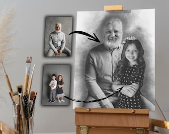 Agregar a un ser querido a la foto, retrato familiar de diferentes fotos, combinar fotos, regalo de Navidad, regalo conmemorativo para papá mamá, agregar fallecido