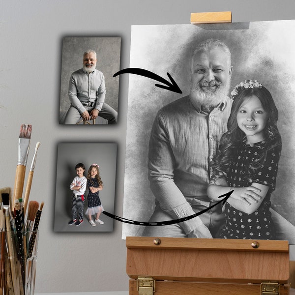 Add Loved One to Photo, Family Portrait From Different Photos, Combine Photos, Christmas Gift, Memorial Gift for Dad Mom, Add Passed Away