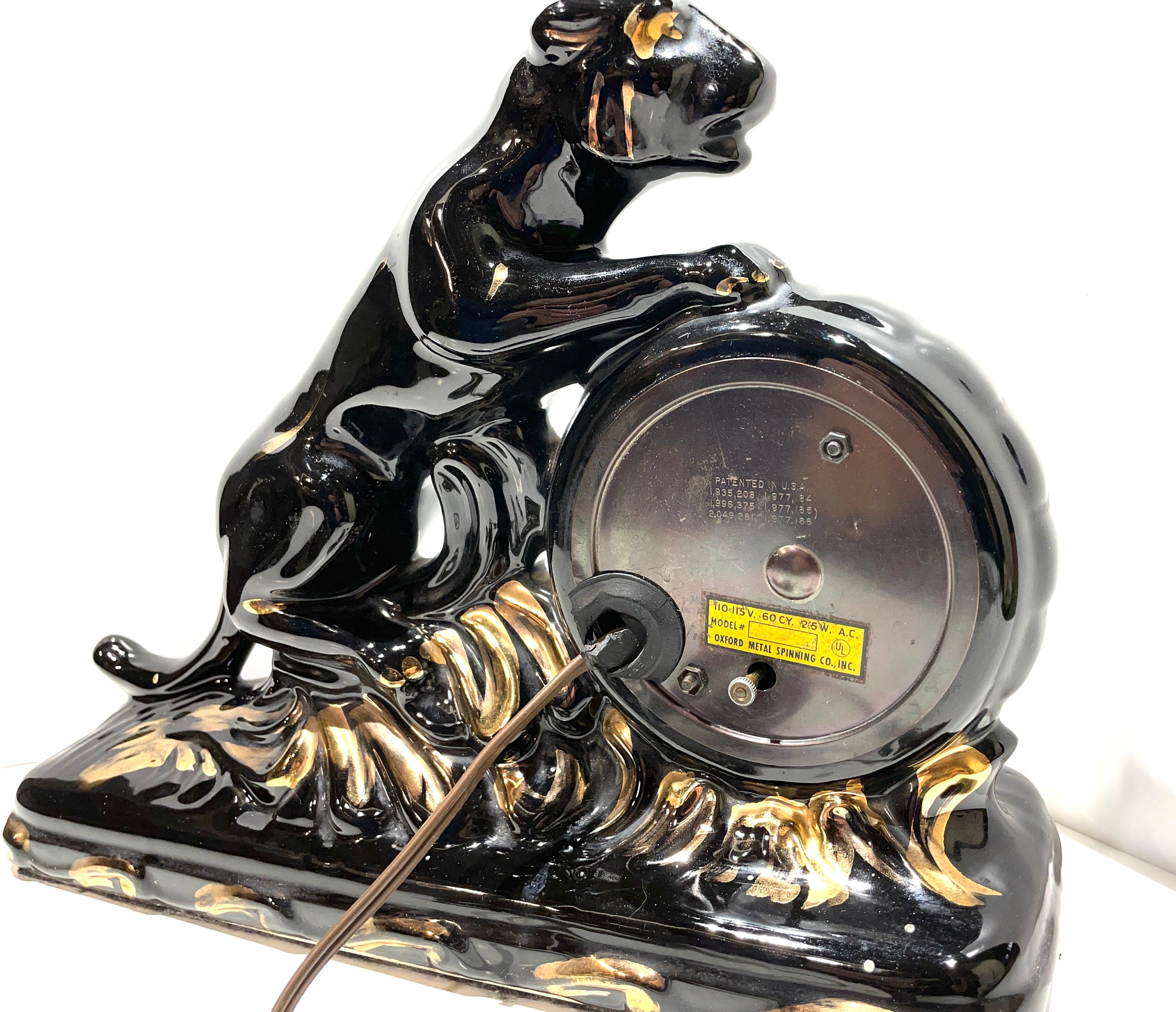 Vintage Black Panther Clock With Gold Accents by Oxford Etsy