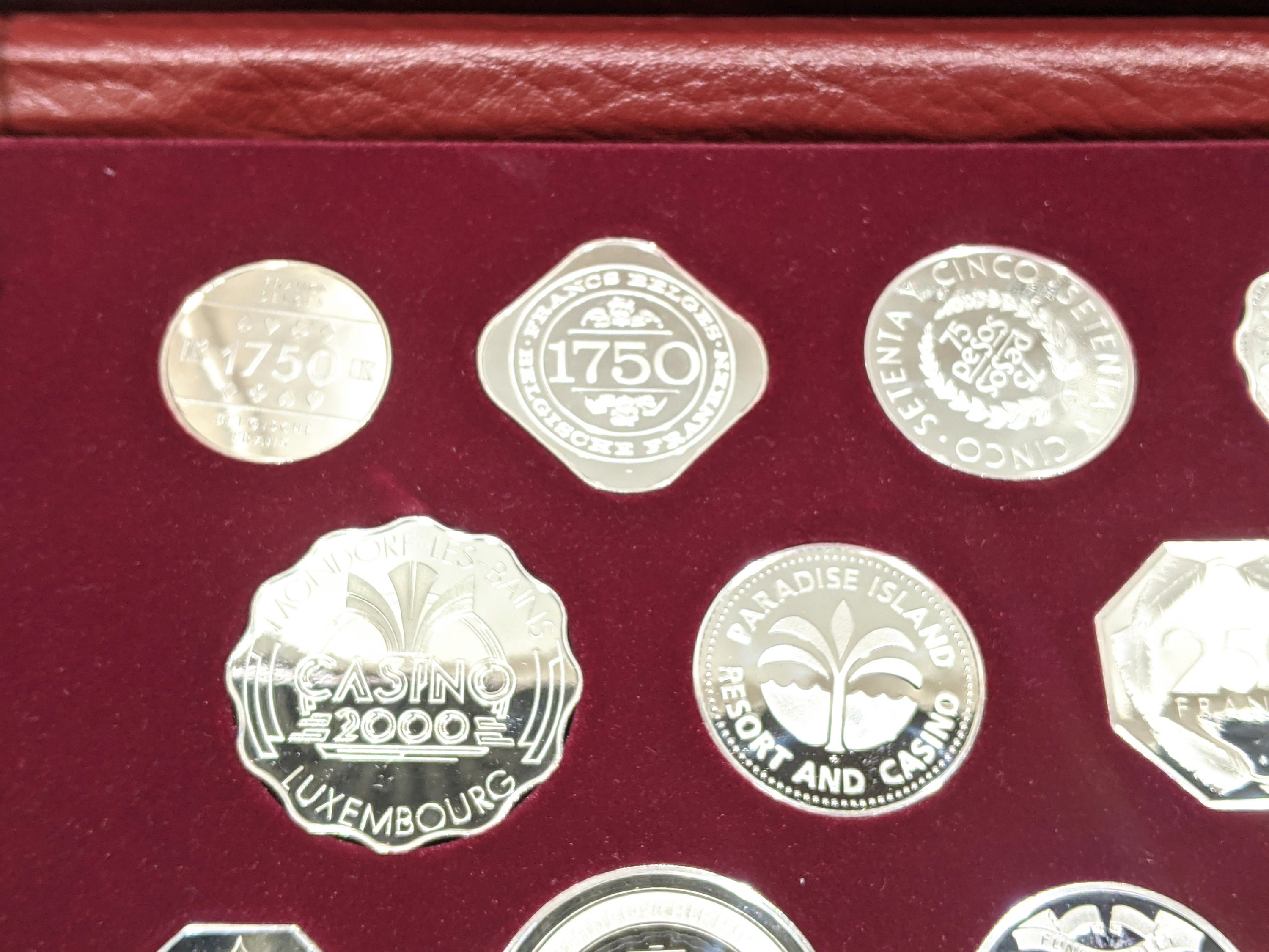 Complete Set of 25 Sterling Silver Casino Tokens 
