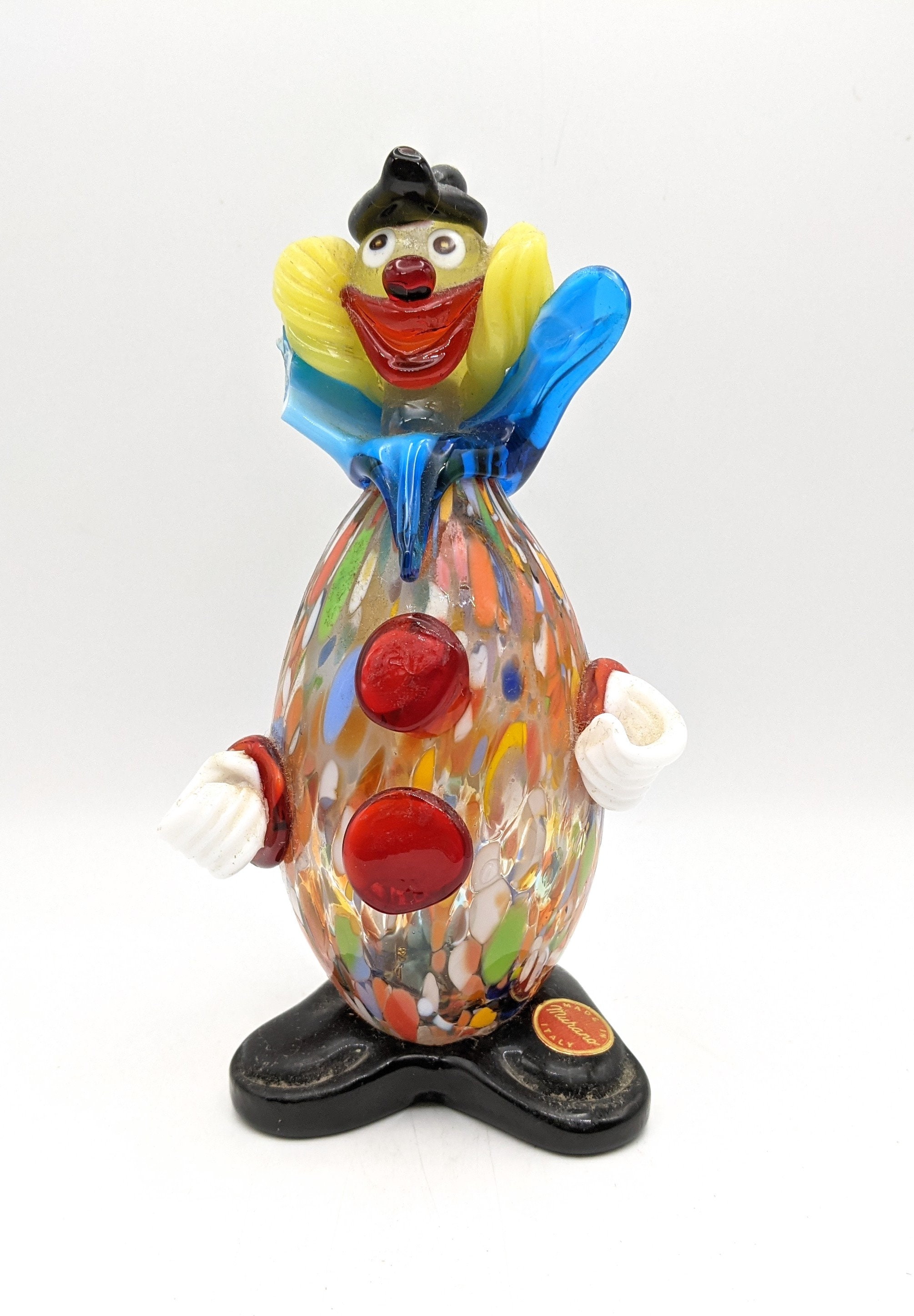 Vintage Glass Clown Candy Dish - 60’s Murano Studio Art Glass Colourful