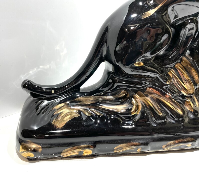 Vintage Black Panther Clock With Gold Accents by Oxford Etsy