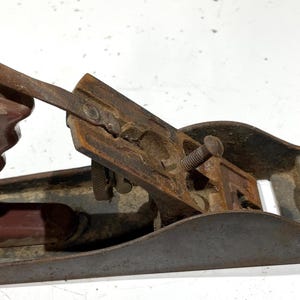Vintage Made In USA 9-1/2” Wood Plane - Needs Some Restoration -  Plastic Handle and Knob