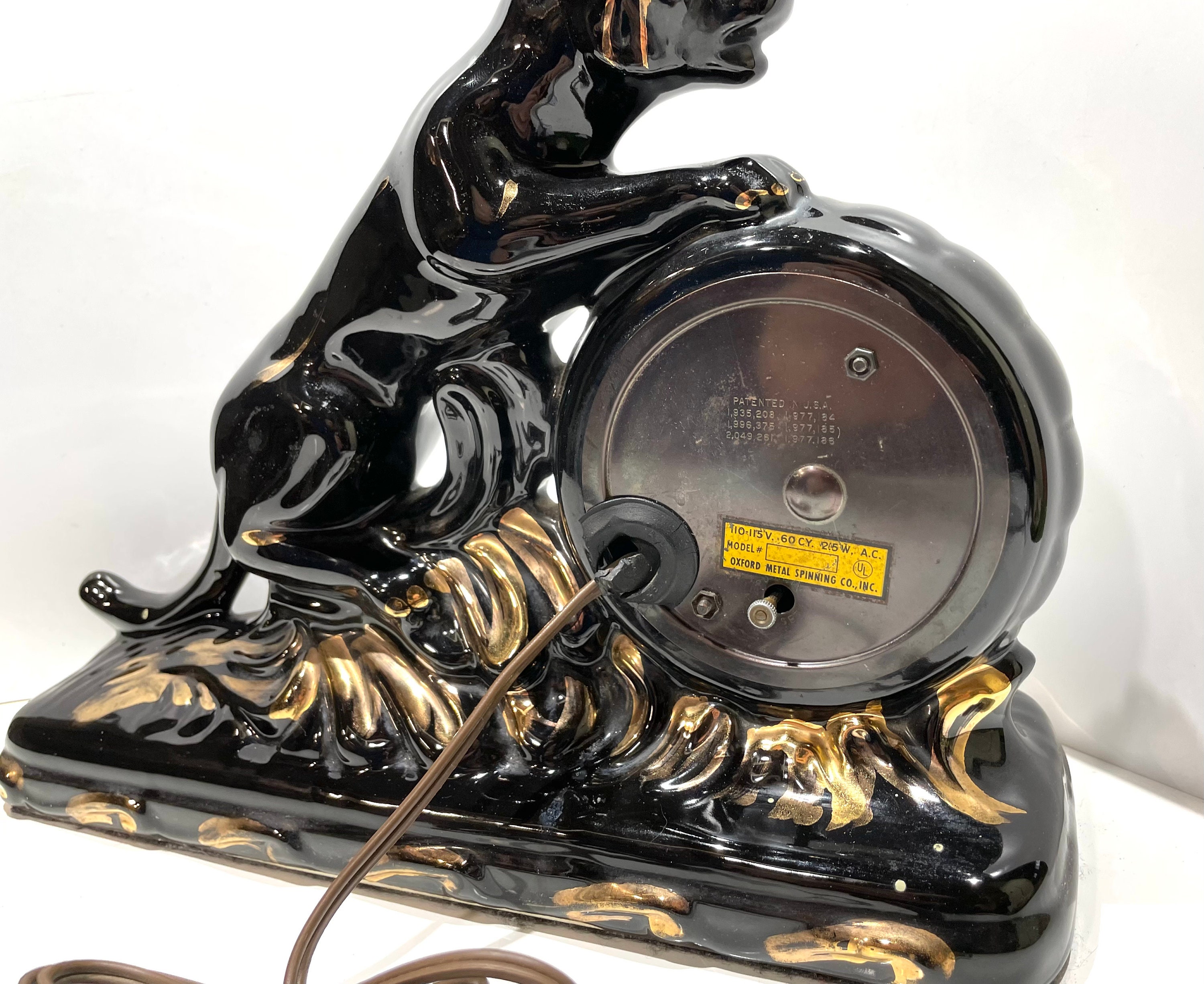 Vintage Black Panther Clock With Gold Accents by Oxford Etsy