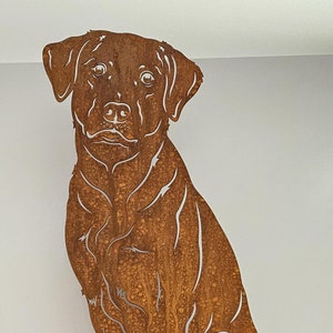 Sitting Labrador figure, height approx. 80 cm, garden stake, rust decoration, dog figure, Labbi