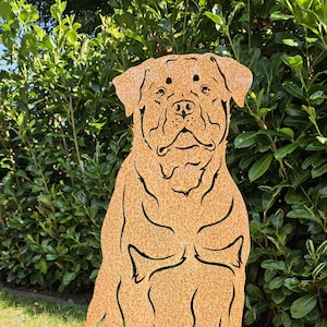 Figur Rottweiler Höhe ca. 80 cm Gartenstecker Rost-Deko Hundefigur, Hund Rotti