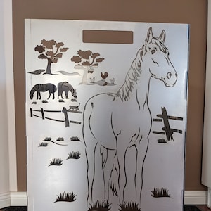 Konie z koszem na ognisko Farma na kucykach z szufladą na popiół 40x40x60 cm bardzo stabilny grill z beczką na ogień