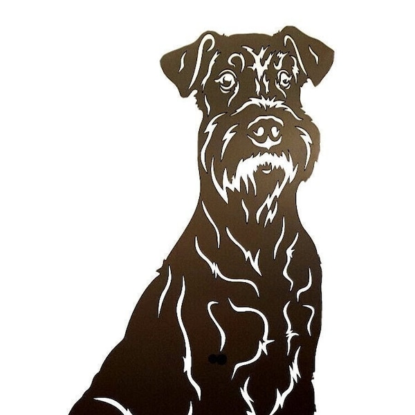 Figur Airedale Terrier Höhe ca. 80 cm Gartenstecker Rostdeko Hundefigur Hund