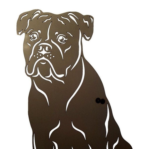 Figur englische Bulldogge (oeb) Höhe ca. 60 cm Gartenstecker Rostdeko Hundefigur
