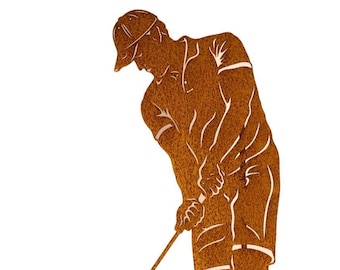 Golffigur, ca 80 cm, trädgårdspåle, rostdekoration