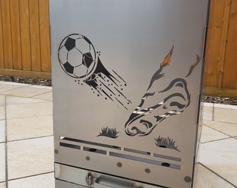 Feuerkorb Fußball mit Ascheschublade 40x40x60 cm sehr stabil Feuertonne Feuerstelle Grill