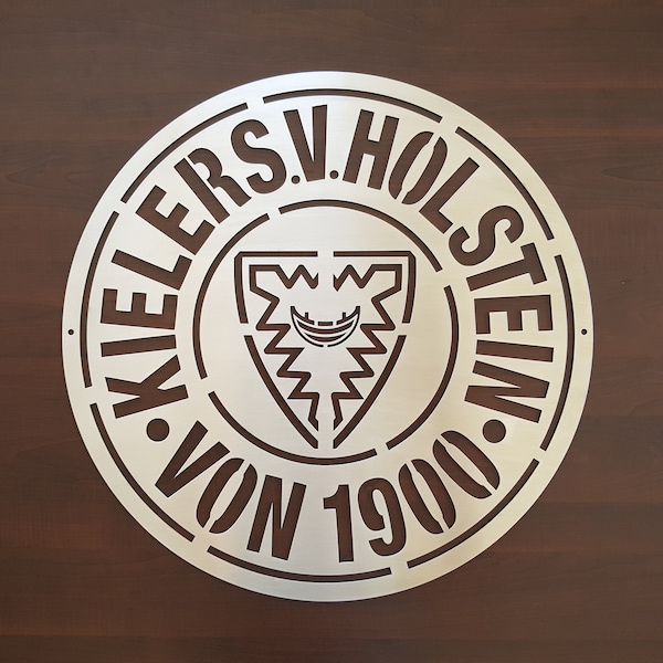 Holstein Kiel Wandschild rund 50 cm aus 2 mm Edelstahl im Geschenkkarton