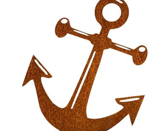 Anchor figurine, tilted, garden stake, approx. 50 cm high, rust-effect decoration, maritime style