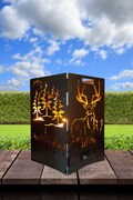 Deer fire basket with ash drawer, 40x40x60 cm, very stable, fire barrel, fire pit, hunting, forest, wildlife