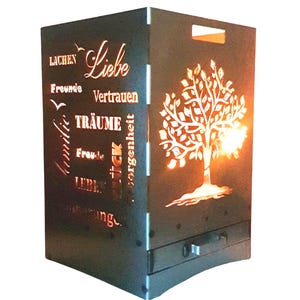 Panier à feu Arbre de Vie avec tiroir à cendres, 40 x 40 x 60 cm, foyer, brasero, barbecue, stable