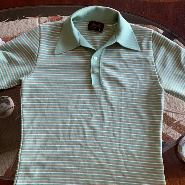 Vintage LaSalle Green Striped Polo/size Large