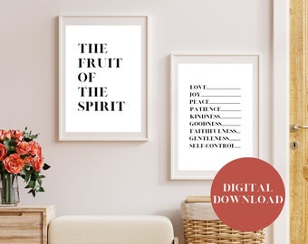 The Fruit of the Spirit | Galatians 5:22-23 Digital Download Printable Wall Art Marriage Wedding Minimal Bible Verse Aesthetic Bedroom Decor