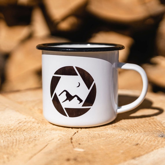 Enamel mug, retro photo mug, camping mug, outdoor mug, travel mug