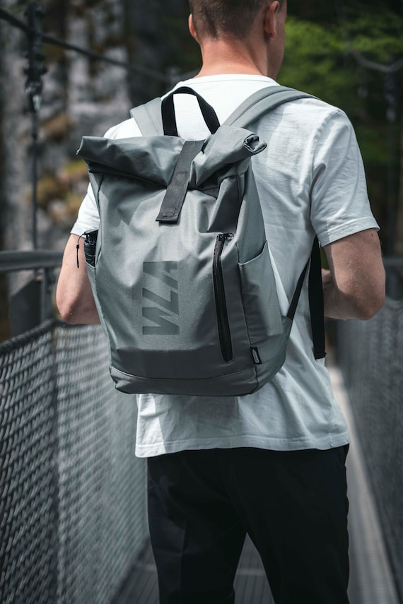 Lightweight rolling backpack, rolltop, made from recycled PET bottles, 18l