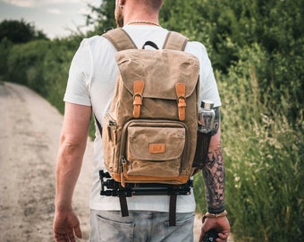 Retro Rucksack, Kamerarucksack, Canvas, wasserabweisend, DSLR, DSLM