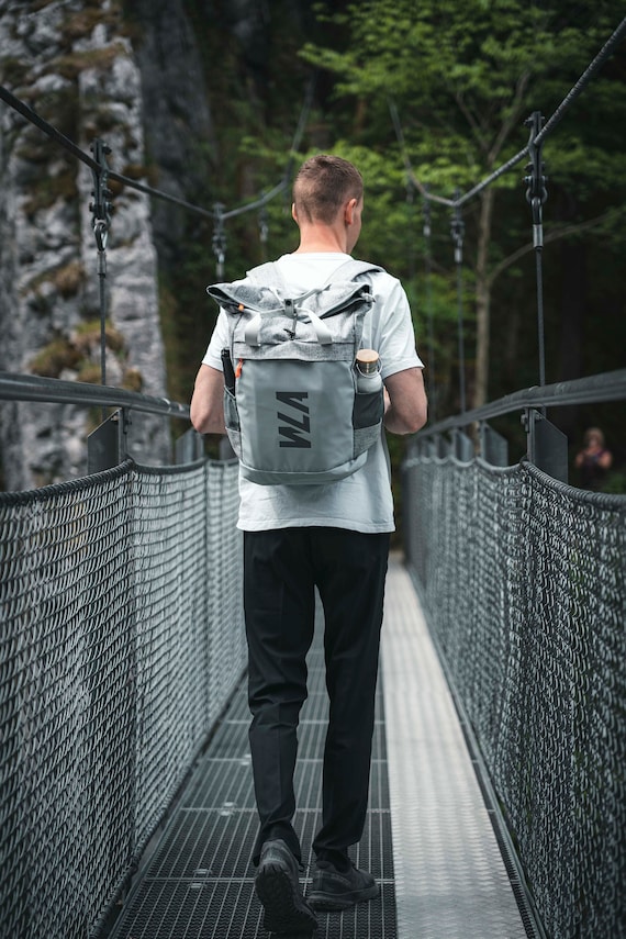 Rolltop backpack/ diaper backpack with handles, grey, 28L