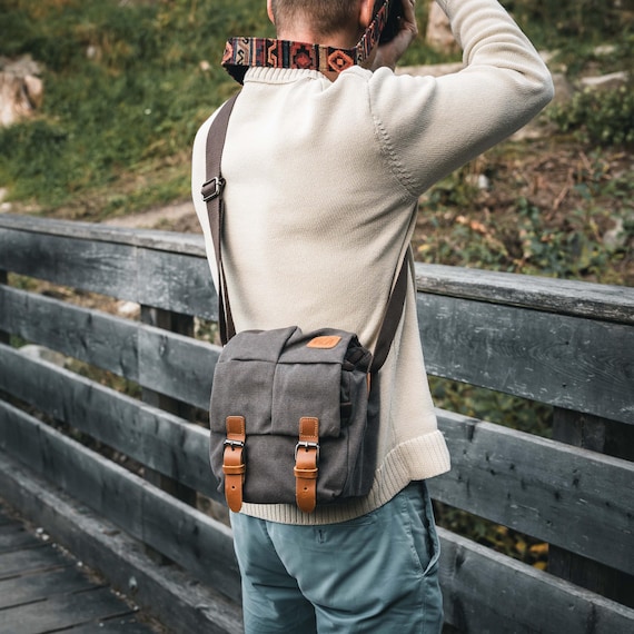 Camera bag, photo bag, canvas, retro, vintage, water-repellent, DSLR, DSLM