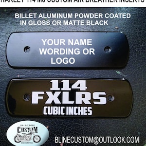 Harley Davidson Custom made 114 M8 Air Breather inserts    Engraved with your wording or logo