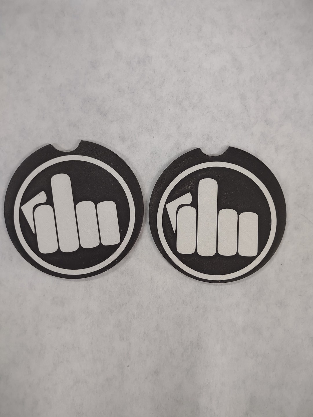 Middle Finger Car Rim Car Coaster Middle Finger Billet Aluminum Powder Coated Engraved - 2 Pc ...