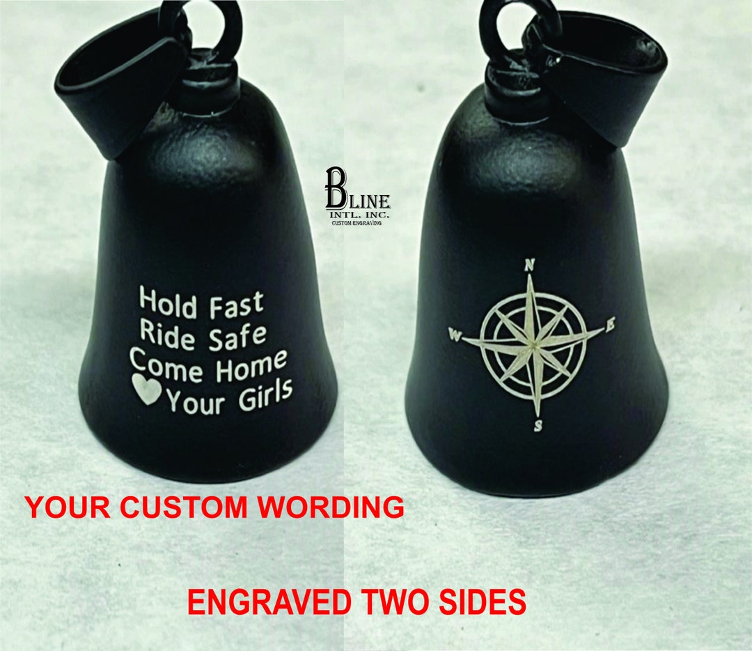 Custom Engraved Biker Bell: Compass Design, Personalized Wording - Etsy