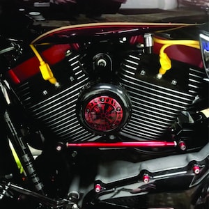 Harley Custom timer cover nordic compass, vegvisir, powder coated, engraved , twin cam