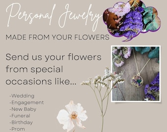 Custom Pendant Bridal Bouquet Preservation, Personalized Wedding Necklace, Dried Flower, Floral Jewelry, Wedding Gift Necklace Real Flowers