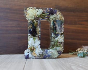 Wedding Flower Preservation Alphabet Letter Resin Preserved Bouquet Monogram Bridal Bouquet Preservation for Newlywed Gift Preserved Flowers