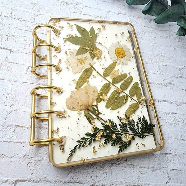 Resin Flower Notebook, Creative Artist Gift, Custom Journal, Wedding Guestbook, Gift for Writer, Floral Sketchbook, Mothers Day Gift for Her