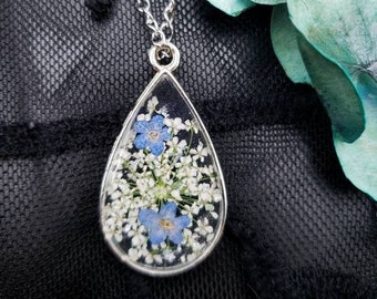 Flower Necklace, Forget Me Not, Summer Jewelry, Handmade Jewelry,  Gift For Her, Mothers Day Gift, Miscarriage Keepsake, Gift for Grief
