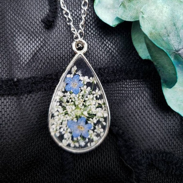 Flower Necklace, Forget Me Not, Summer Jewelry, Handmade Jewelry,  Gift For Her, Mothers Day Gift, Miscarriage Keepsake, Gift for Grief