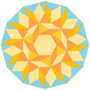 Sunburst 12” Quilt Block PDF Pattern