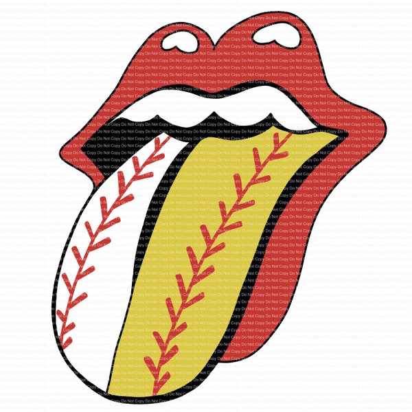 Baseball Softball split tongue Lips Ready to Press Sublimation Sports Transfer mom of both
