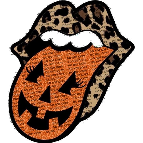 Halloween Lips with pumpkin tongue Ready to Press Sublimation Heat Transfer