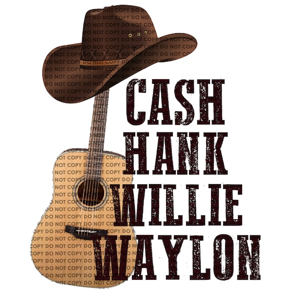 Cash Hank Willie Waylon Ready to Press Sublimation Transfer