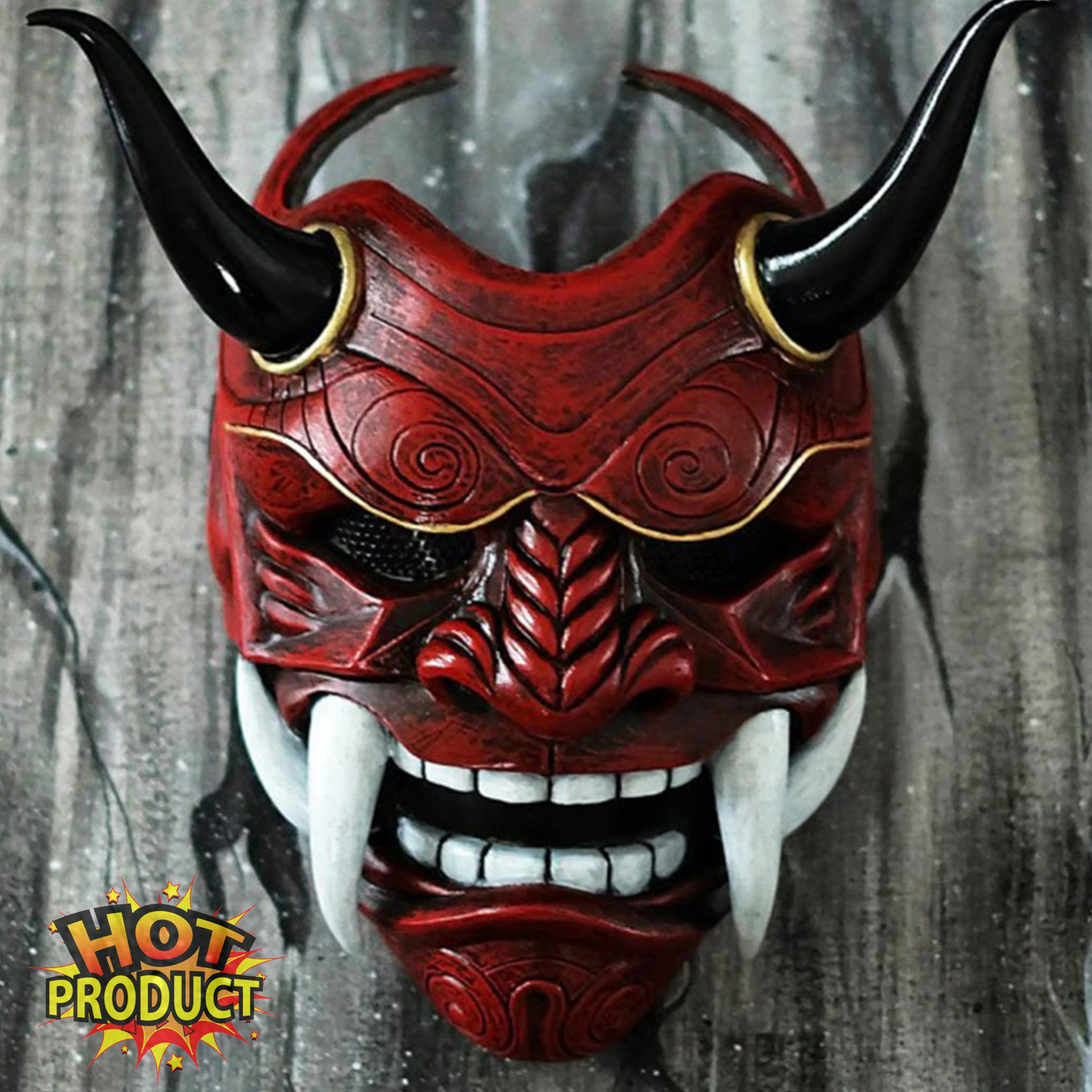 Samurai mask red devil mask Halloween cosplay mask Japanese Etsy