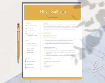 CV Template Modern | CV Template Simple | CV Template Word | cv template professional | college resume template | cover Letter + reference |